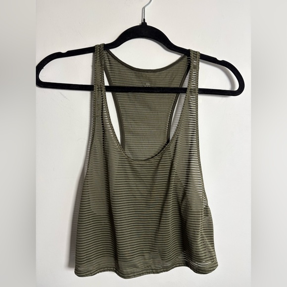 lululemon athletica Tops - Lululemon Sheer Striped Racerback Tank Olive Green